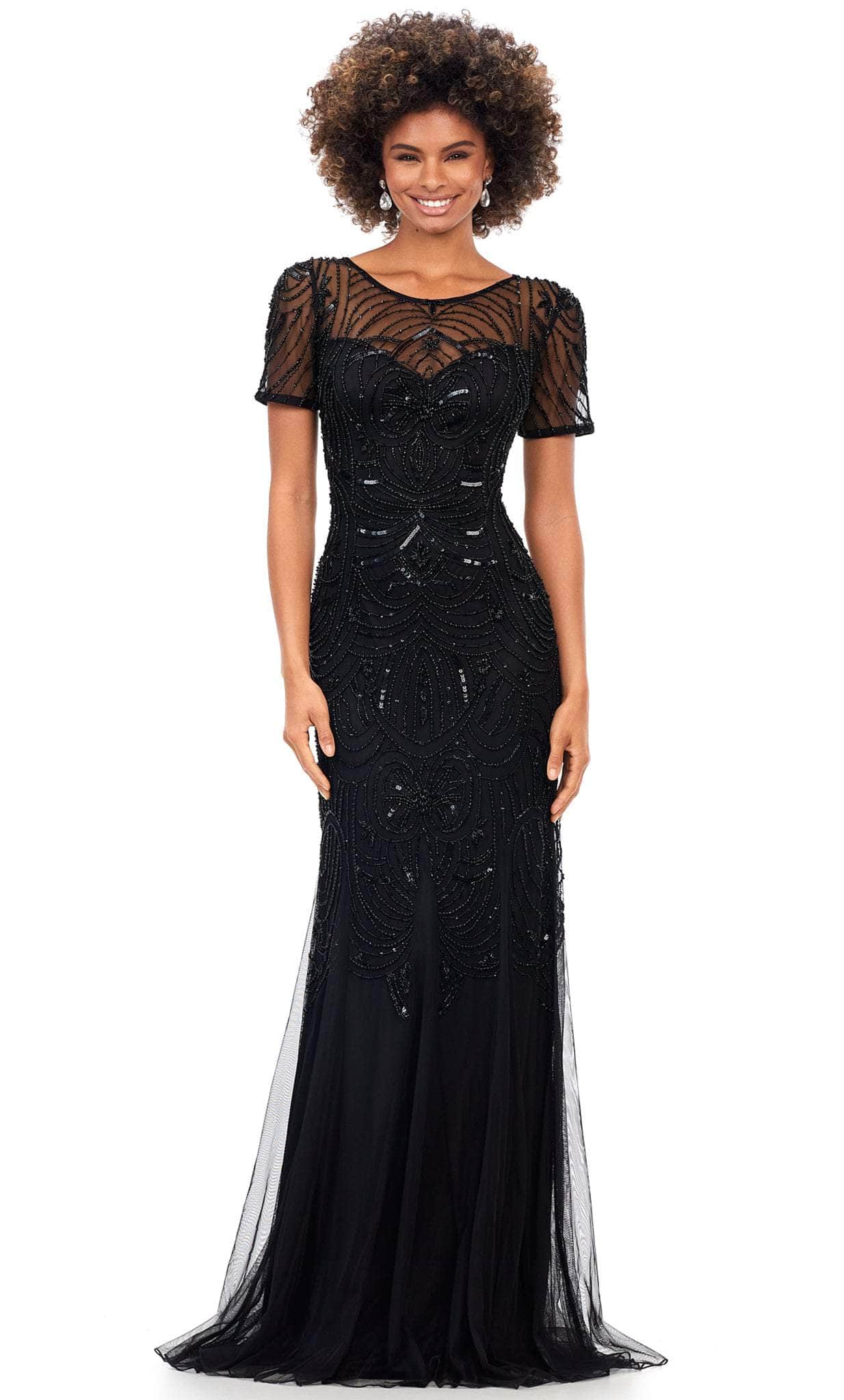 Ashley Lauren 11215 - Short Sleeve Beaded Evening Gown Ashley Lauren 11215 - Short Sleeve Beaded Evening Gown