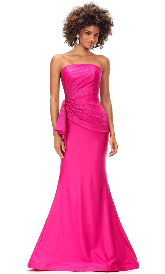 Ashley Lauren 11295 - Strapless Formal Beaded Dress Special Occasion Dress 0 / Fuchsia