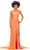 Ashley Lauren 11371 - Asymmetric Sequin Prom Gown With Cape Prom Gown 0 / Coral
