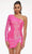 Ashley Lauren - 4455 Sequined Asymmetric Sheath Dress Cocktail Dresses 0 / Neon Pink