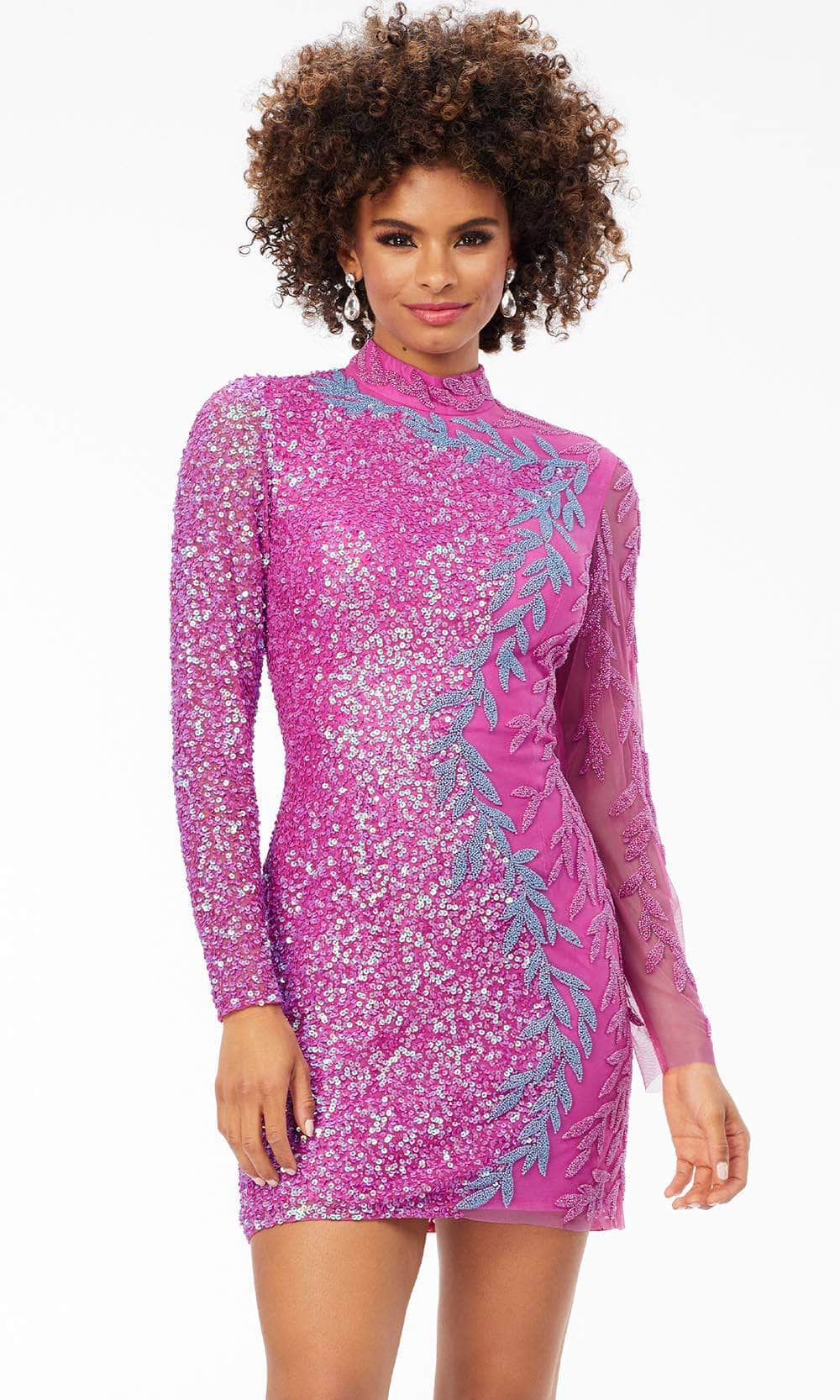 Ashley Lauren 4504 - High Neck Long Sleeve Cocktail Dress Couture Candy Ashley Lauren 4504 - High Neck Long Sleeve Cocktail Dress Couture Candy