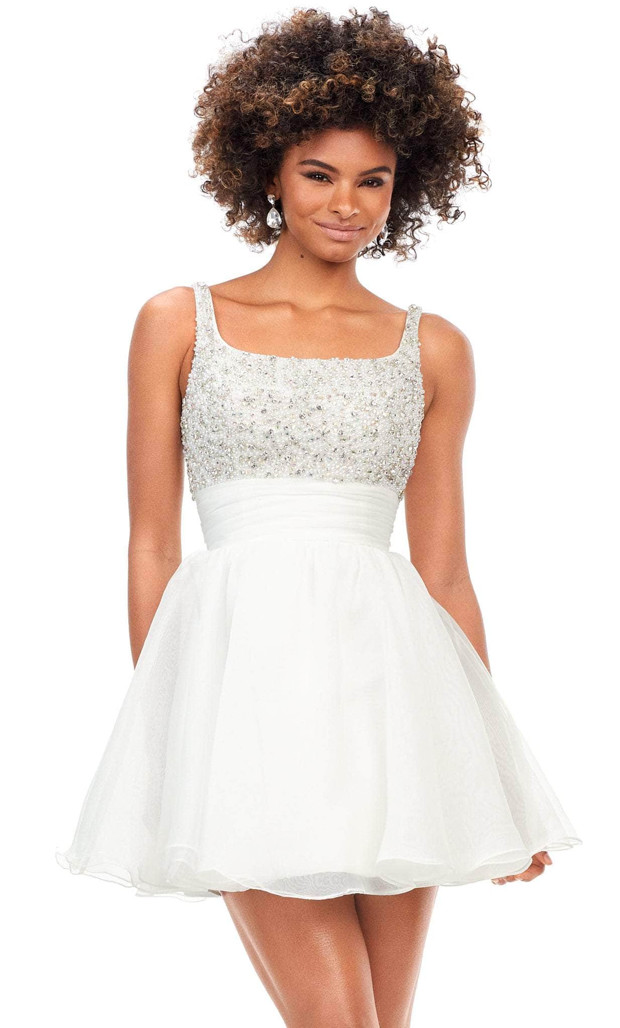 ivory fit and flare cocktail dress Primavera Couture 4463 Fit and Flare Beaded Homecoming Dress Sequins layer sheer corset Black / 000