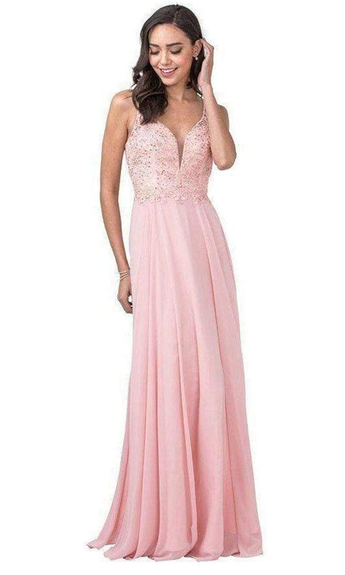Aspeed Design - L2385 Sleeveless Lace Ornate Long Dress Prom Dresses XXS / Blush