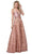 Aspeed Design - L2408 Spaghetti Strap Sequin Motif A-Line Dress Prom Dresses XXS / Rose Gold