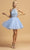 Aspeed Design - S2095 Beaded Halter Tulle Dress Homecoming Dresses XXS / French Blue