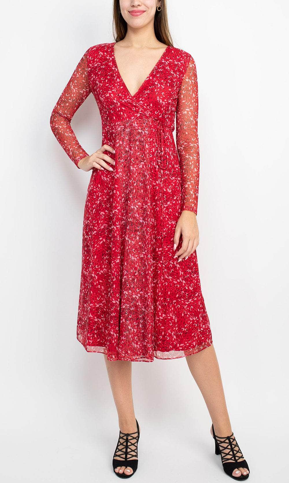 BCBG Generation GU05D32 - Long Sleeve Printed Casual Dress BCBG Generation GU05D32 - Long Sleeve Printed Casual Dress