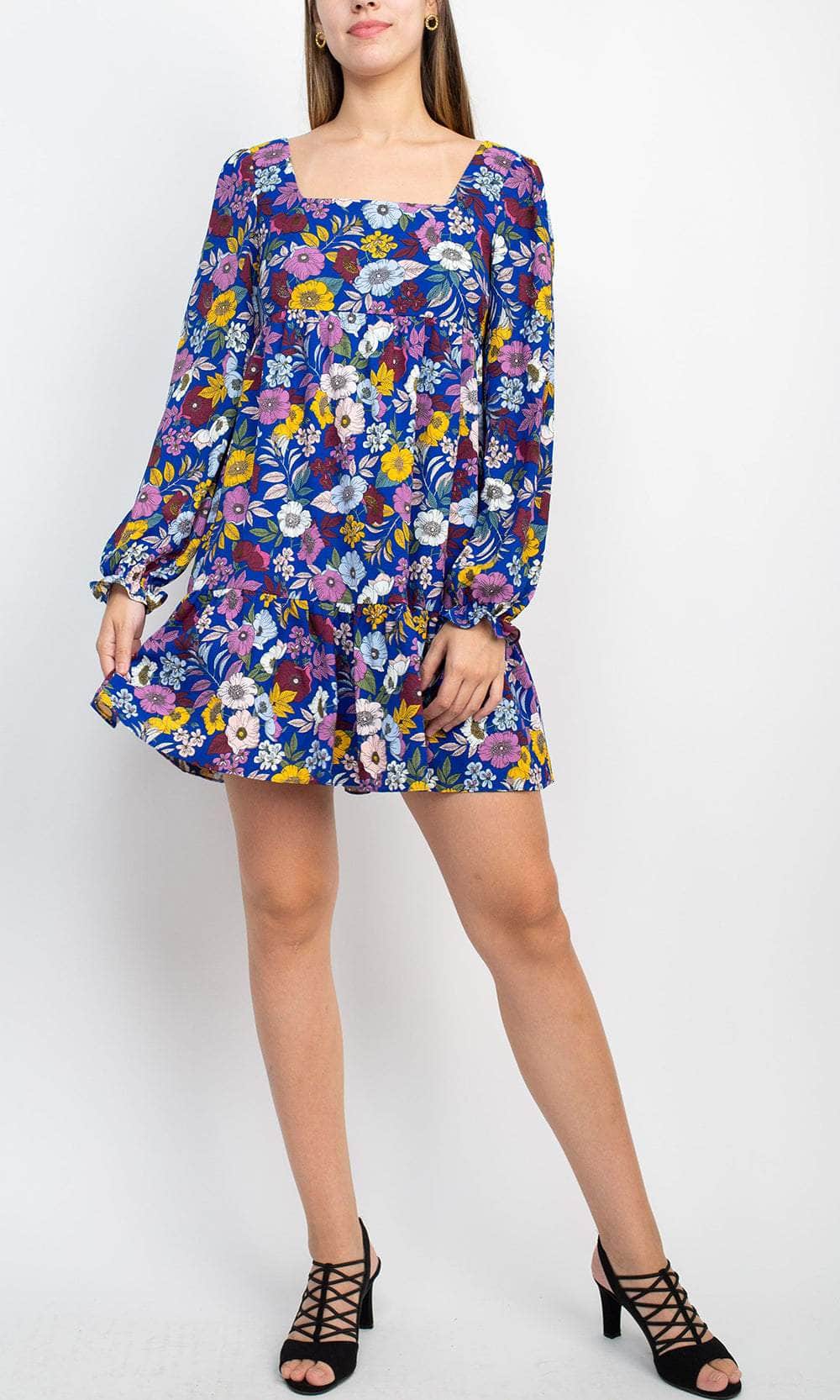 BCBG Generation GU07D22 - Square Neck Floral Casual Dress Couture Candy BCBG Generation GU07D22 - Square Neck Floral Casual Dress Couture Candy