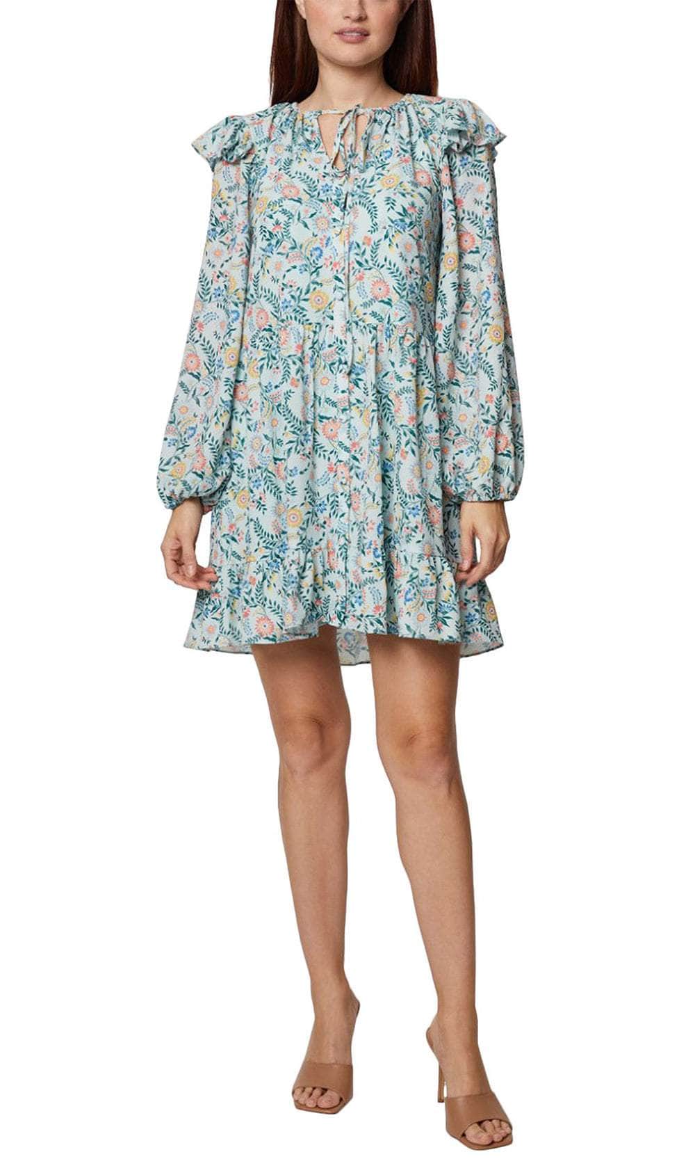 BCBG Generation GV02D01 - Floral Tie Neck Casual Dress Couture Candy BCBG Generation GV02D01 - Floral Tie Neck Casual Dress Couture Candy