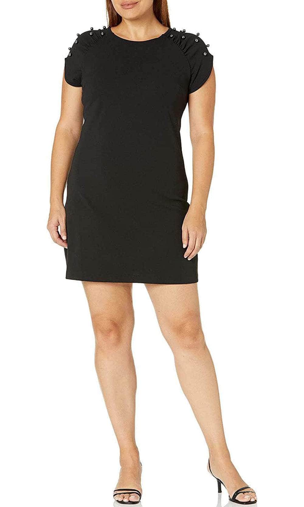 Betsey Johnson FM03K32 - Embellished Shoulders Short Sleeved Short Dre Couture Candy Betsey Johnson FM03K32 - Embellished Shoulders Short Sleeved Short Dre Couture Candy