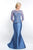 Blush - S2000 Quarter-Length Sleeves Mikado Mermaid Gown Special Occasion Dress 0 / Sapphire