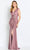 Cameron Blake CB116 - V-Neck Front Draped Formal Gown Evening Gown 4 / Rosewood