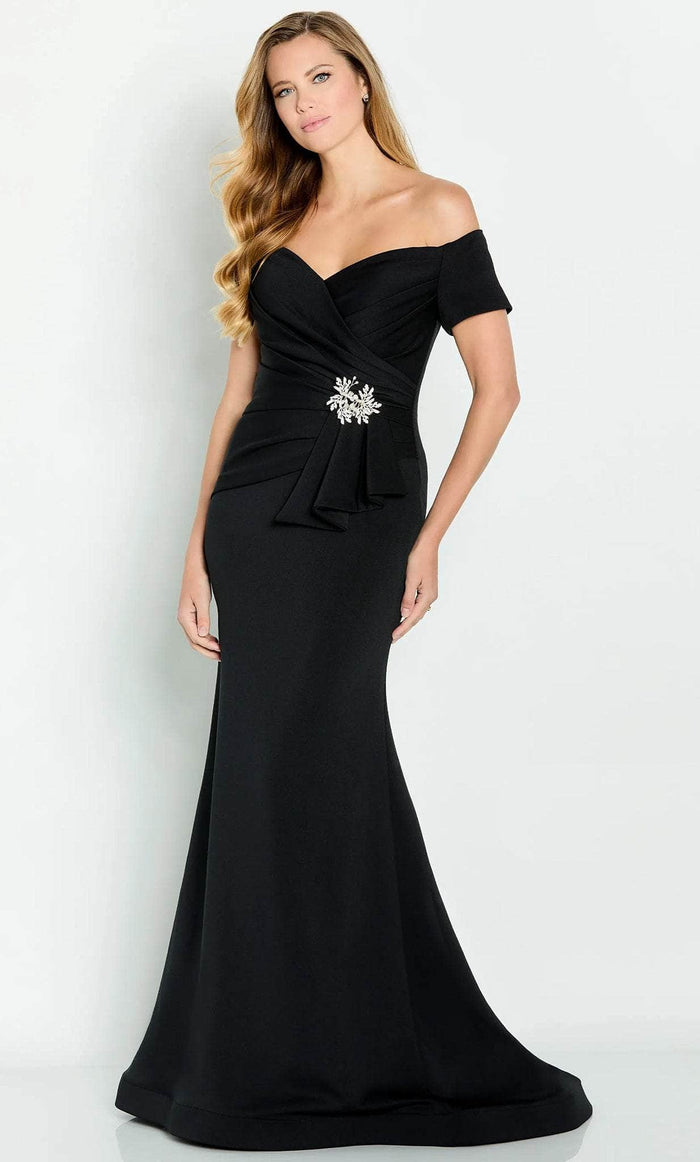 Cameron Blake CB141 - Sweetheart Pleated Evening Gown Evening Dresses 4 / Black