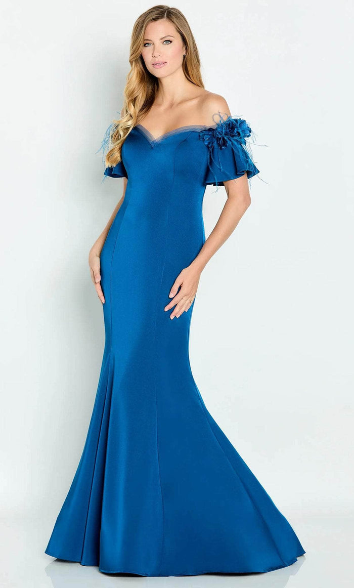 Cameron Blake CB146 - Ruffled Sleeve Mermaid Prom Gown Prom Dresses 4 / Dark Turquoise