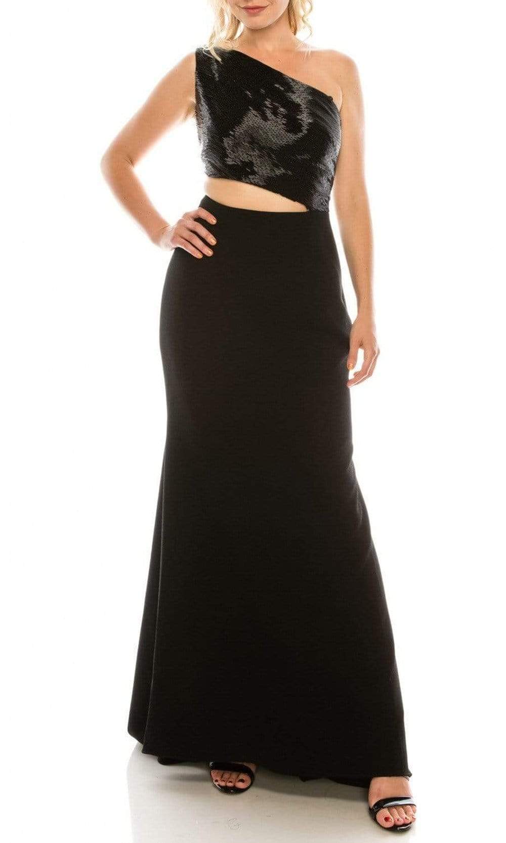 Carmen Marc Valvo - 17676 Asymmetric Beaded Crepe Gown Carmen Marc Valvo - 17676 Asymmetric Beaded Crepe Gown