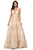 Cecilia Couture - 1440 Floral Lace Appliqued Sleeveless V Neck Gown Prom Dresses 0 / Champagne