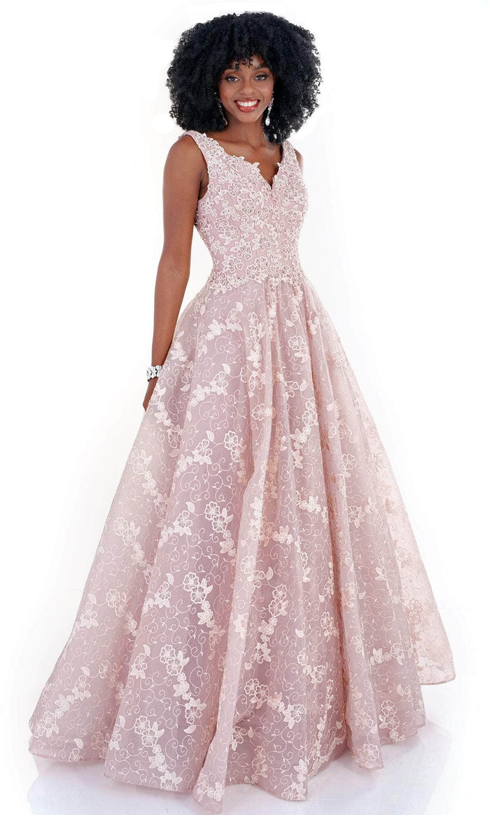Cecilia Couture 2503 - Embroidered V-Neck Prom Dress Special Occasion Dress 0 / Dusty Pink