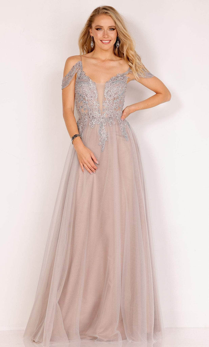 Cecilia Couture 2516 - Cold Shoulder Embellished Bodice Prom Gown Special Occasion Dress 0 / Rose Gold