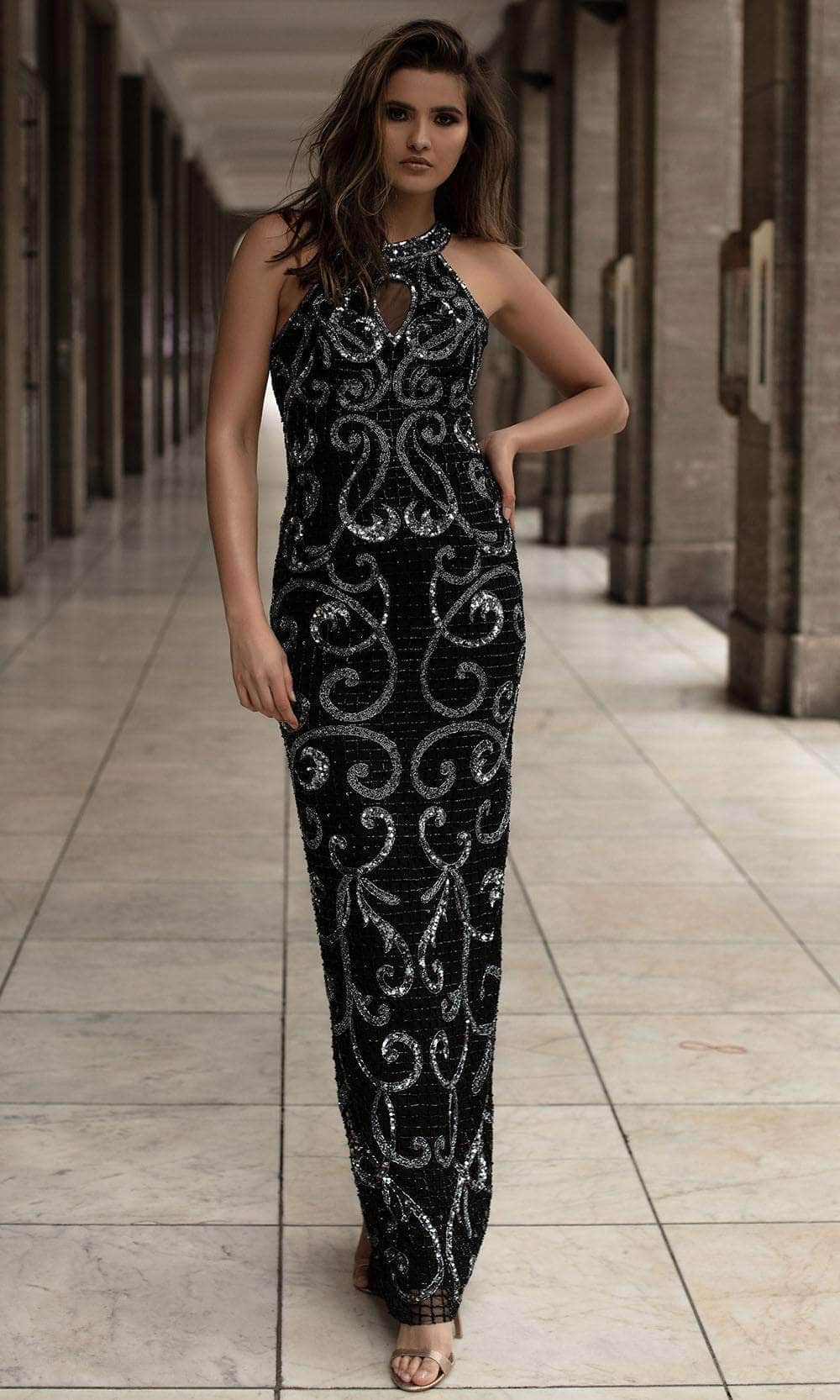 Chic and Holland AN1409 - Halter Beaded Swirl Prom Gown 10 / Navy - Shop Chic and Holland dresses on Couture Candy at CoutureCandy.com Chic and Holland AN1409 - Halter Beaded Swirl Prom Gown 10 / Navy - Shop Chic and Holland dresses on Couture Candy at CoutureCandy.com
