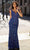 Chic and Holland AN1449 - V-Neck Embellished Prom Gown Prom Dresses 2 / Navy