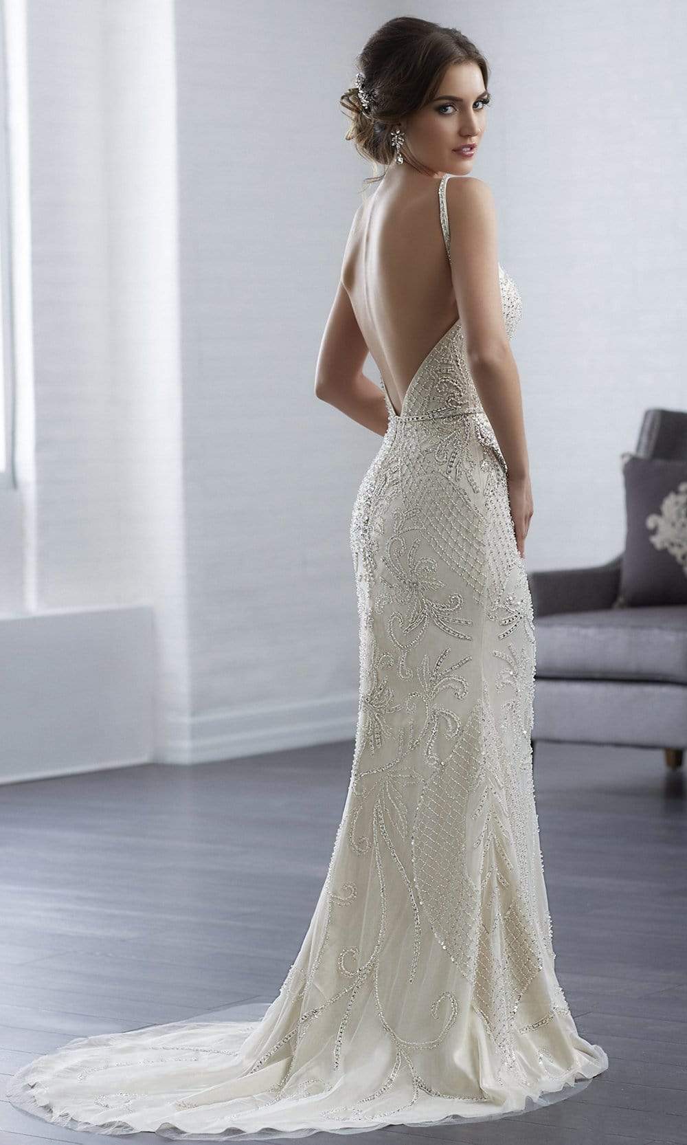 Christina Wu Elegance - 15646 Halter Fully Beaded Tulle Bridal Dress Christina Wu Elegance - 15646 Halter Fully Beaded Tulle Bridal Dress