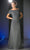 Cinderella Divine - 3813 Off-Shoulder Ruched Bodice Drop Waist Gown Mother of the Bride Dresses XS / Charcoal