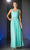 Cinderella Divine - 3984 V-Neck Ruched Bodice Chiffon A-Line Gown Bridesmaid Dresses XS / Aqua