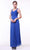 Cinderella Divine - 3984 V-Neck Ruched Bodice Chiffon A-Line Gown Bridesmaid Dresses XS / Royal