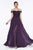 Cinderella Divine - 7258 Flowy Chiffon Lace Embellished A-Line Gown Bridesmaid Dresses XS / Eggplant