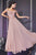 Cinderella Divine - 7258 Flowy Chiffon Lace Embellished A-Line Gown Bridesmaid Dresses XS / Mauve