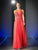 Cinderella Divine - 7458 Illusion Neckline Chiffon Empire Waist Gown Special Occasion Dress 4 / Watermelon