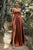 Cinderella Divine - 7469 Satin V-Neck A-Line Dress with Slit Bridesmaid Dresses 2 / Sienna
