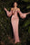 Cinderella Divine - 7482 Billowy Sleeve High Slit Gown Evening Dresses 2 / Rose Gold