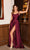 Cinderella Divine - BD104 Cowl Neck Satin A-Line Gown Prom Dresses XXS / Burgundy