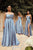 Cinderella Divine - BD104 Cowl Neck Satin A-Line Gown Prom Dresses XXS / Dusty Blue