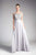 Cinderella Divine - Beaded Lace Illusion Bateau A-line Dress Prom Dresses XXS / Silver