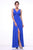 Cinderella Divine - Bedazzled Plunging V-neck A-line Dress Special Occasion Dress XS / Royal