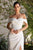 Cinderella Divine Bridal - CD930 Off Shoulder High Slit Sheath Jersey Dress Wedding Dresses