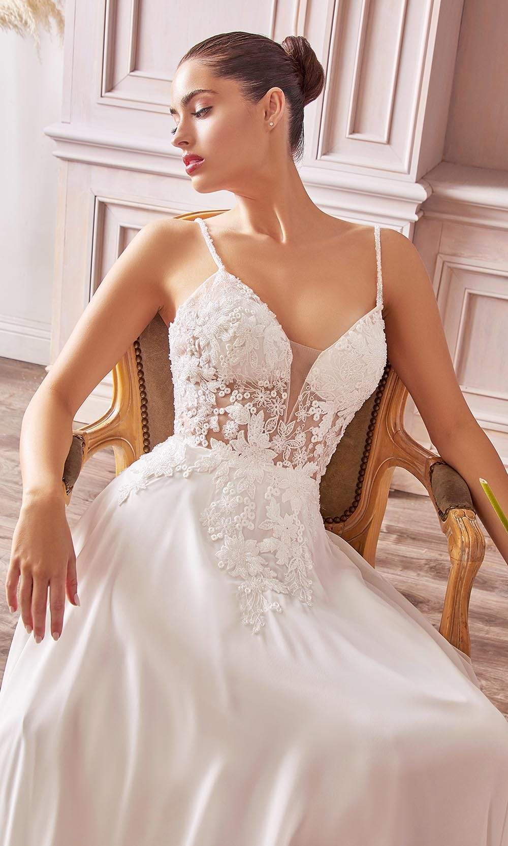 Cinderella Divine Bridals - TY11 Sheer Floral Embroidered Bridal Gown 16 / Off White - Shop Cinderella Divine Bridal dresses on Couture Candy at Cinderella Divine Bridals - TY11 Sheer Floral Embroidered Bridal Gown 16 / Off White - Shop Cinderella Divine Bridal dresses on Couture Candy at
