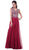 Cinderella Divine - Cap Sleeve Embellished Illusion Lace Gown Special Occasion Dress 2 / Burgundy