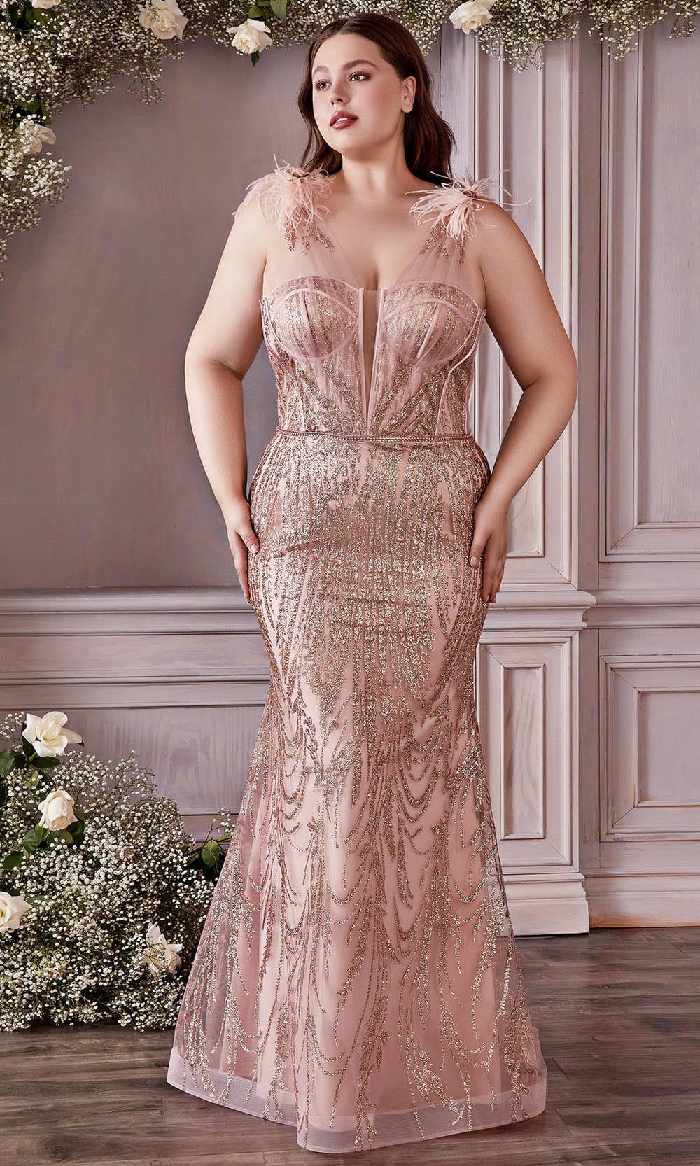 Cinderella Dresses Rose Gold Evening Gown Plus Size Cinderella