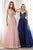 Cinderella Divine - CD0154 Plunging Beaded Appliqued Tulle Dress Prom Dresses XXS / Navy