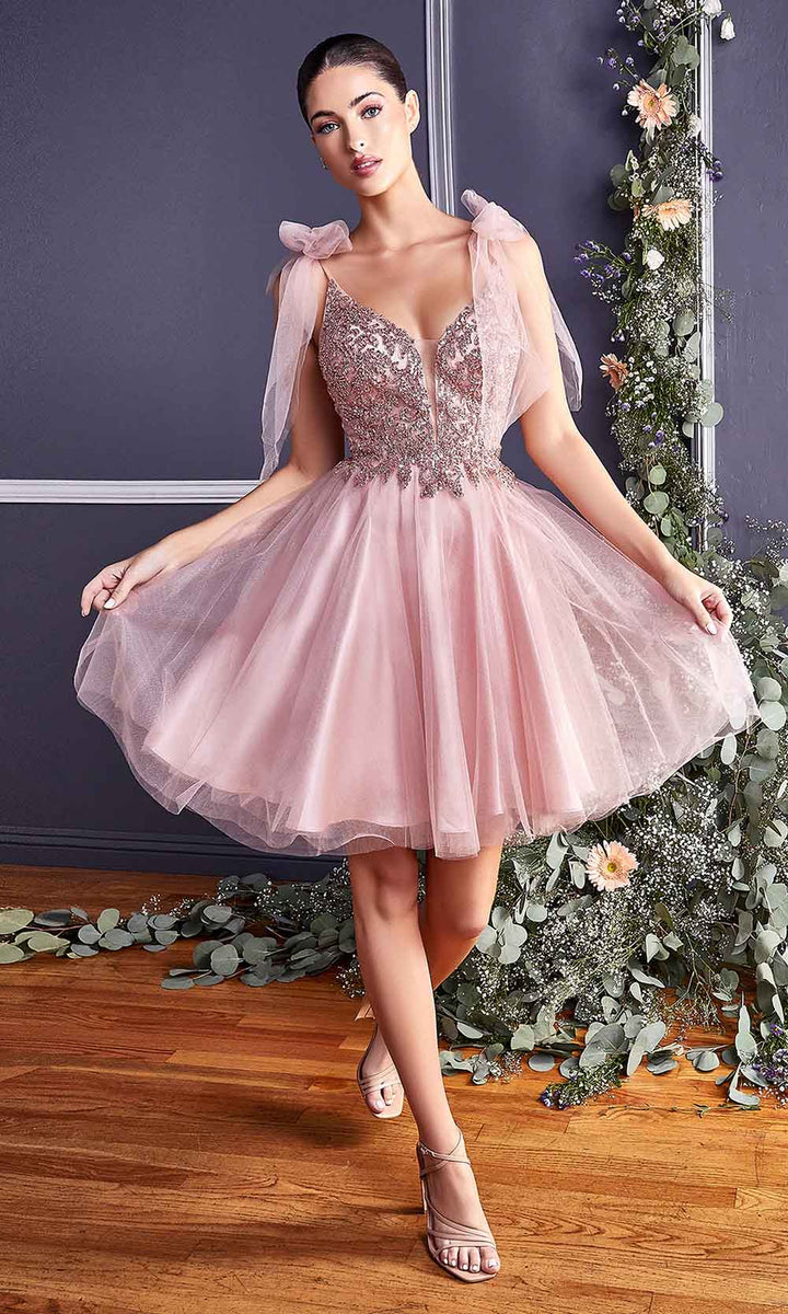 Cinderella Divine - CZ0017 Sequined Lace Deep V-neck Trumpet Dress
