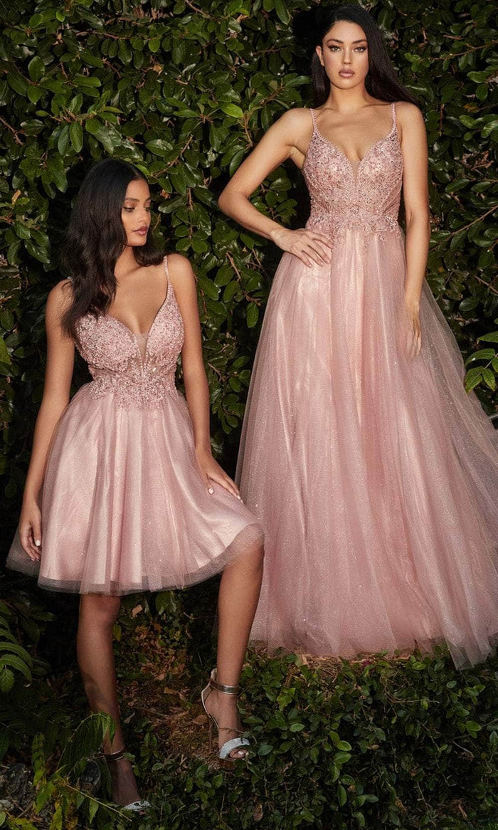 Cinderella Divine CD0195 - Embellished Lace Tulle Prom Dress Prom Dresses XS / Blush