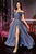 Cinderella Divine - CD162 Long Off Shoulder Metallic High Slit Dress Evening Dresses 2 / Cobalt