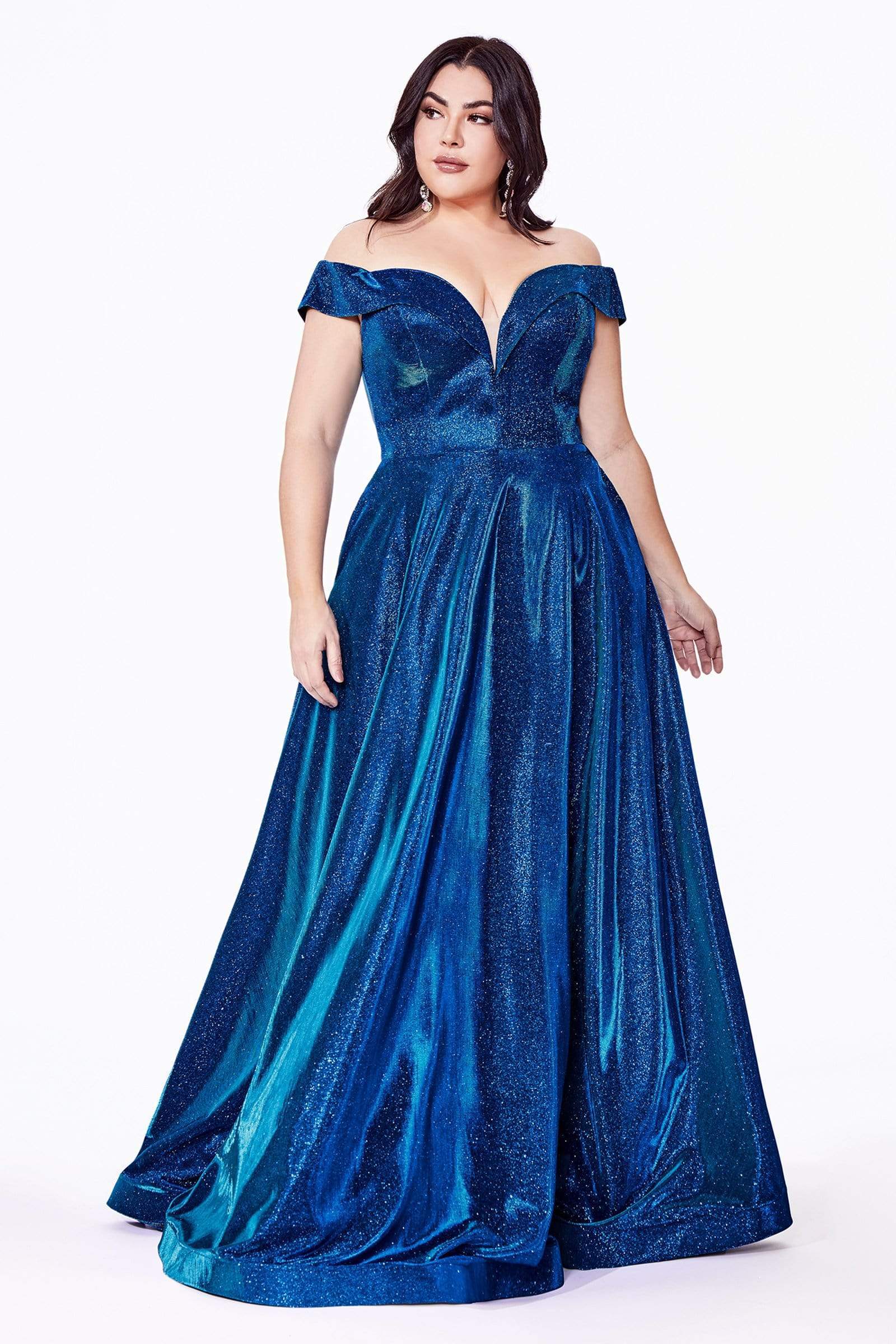 Cinderella Divine - CD210C Metallic Glitter One Shoulder A-Line Gown Couture Candy Cinderella Divine - CD210C Metallic Glitter One Shoulder A-Line Gown Couture Candy