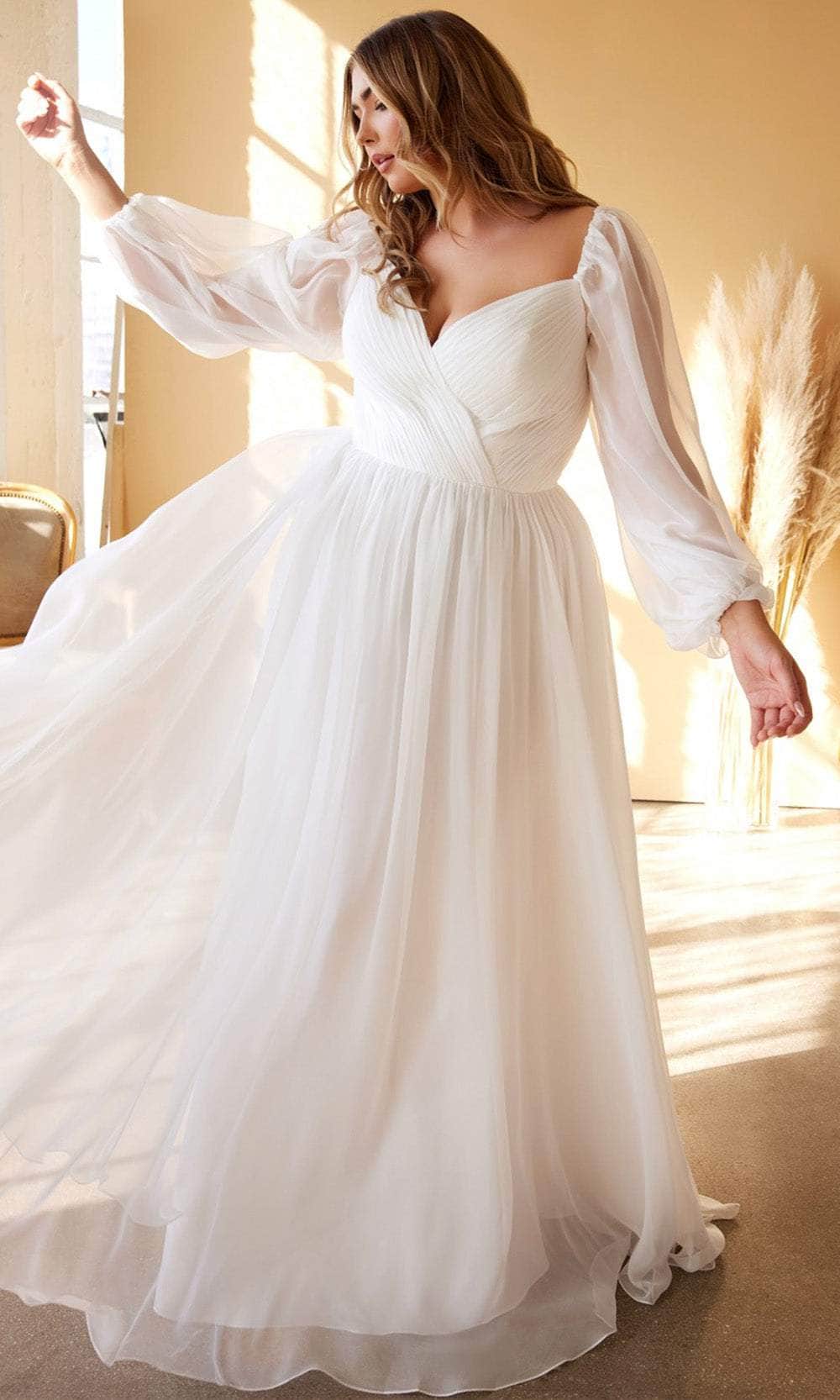 Cinderella Divine CD243WC Sheer Long Sleeve Wedding Gown