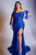 Cinderella Divine - CD943C Bow Accented Draped High Slit Gown Bridesmaid Dresses