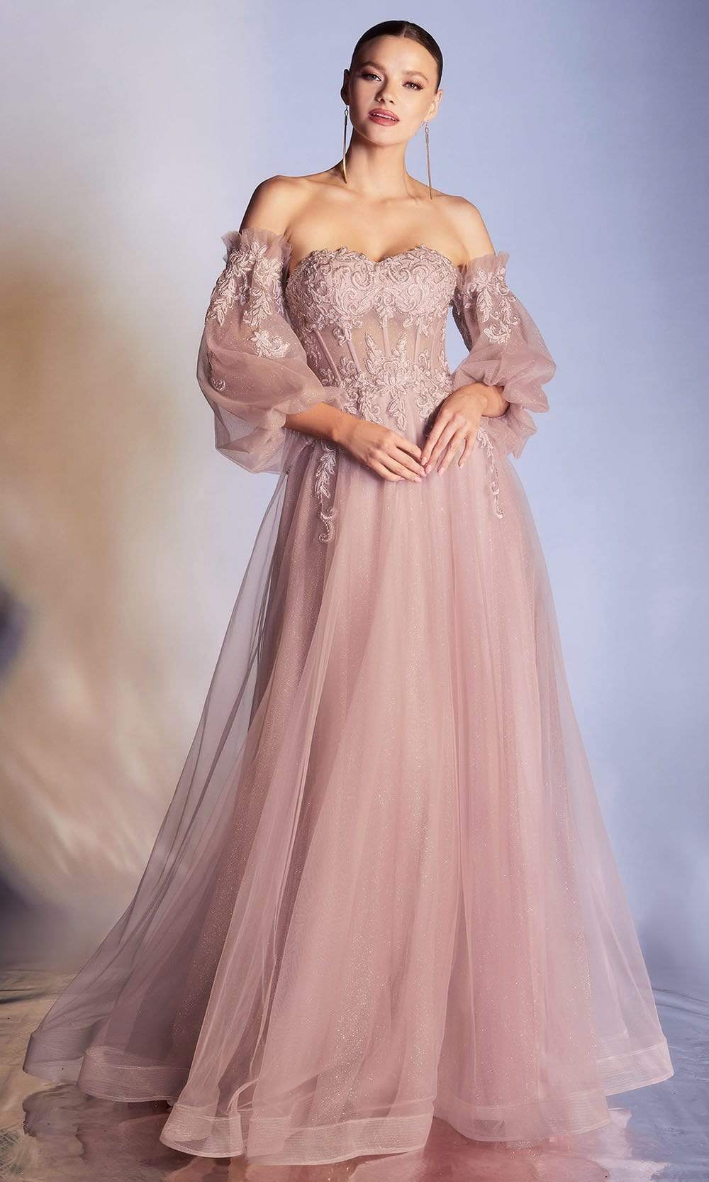 Cinderella Divine - CD948 Embroidered Corset Bodice A-Line Gown Cinderella Divine - CD948 Embroidered Corset Bodice A-Line Gown