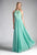 Cinderella Divine - CJ228 High Halter Lace Bodice A-Line Evening Gown Special Occasion Dress 2 / Mint