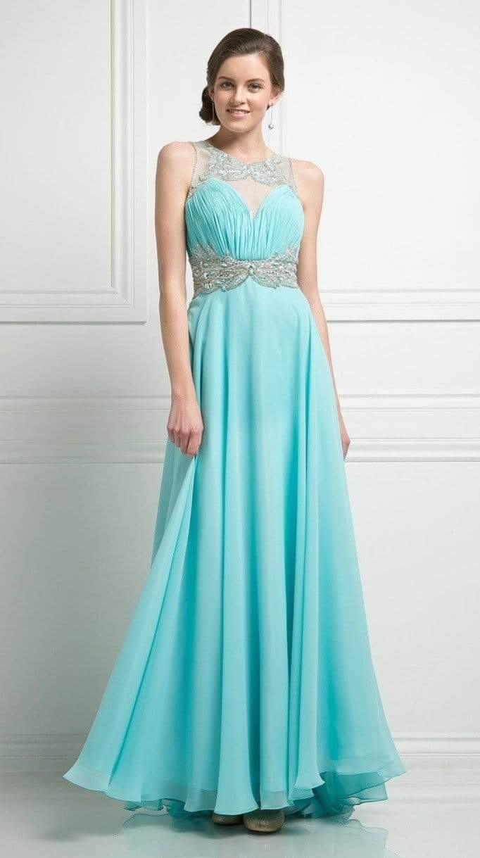 Cinderella Divine - Embellished Illusion Bateau Chiffon A-line Dress Couture Candy Cinderella Divine - Embellished Illusion Bateau Chiffon A-line Dress Couture Candy